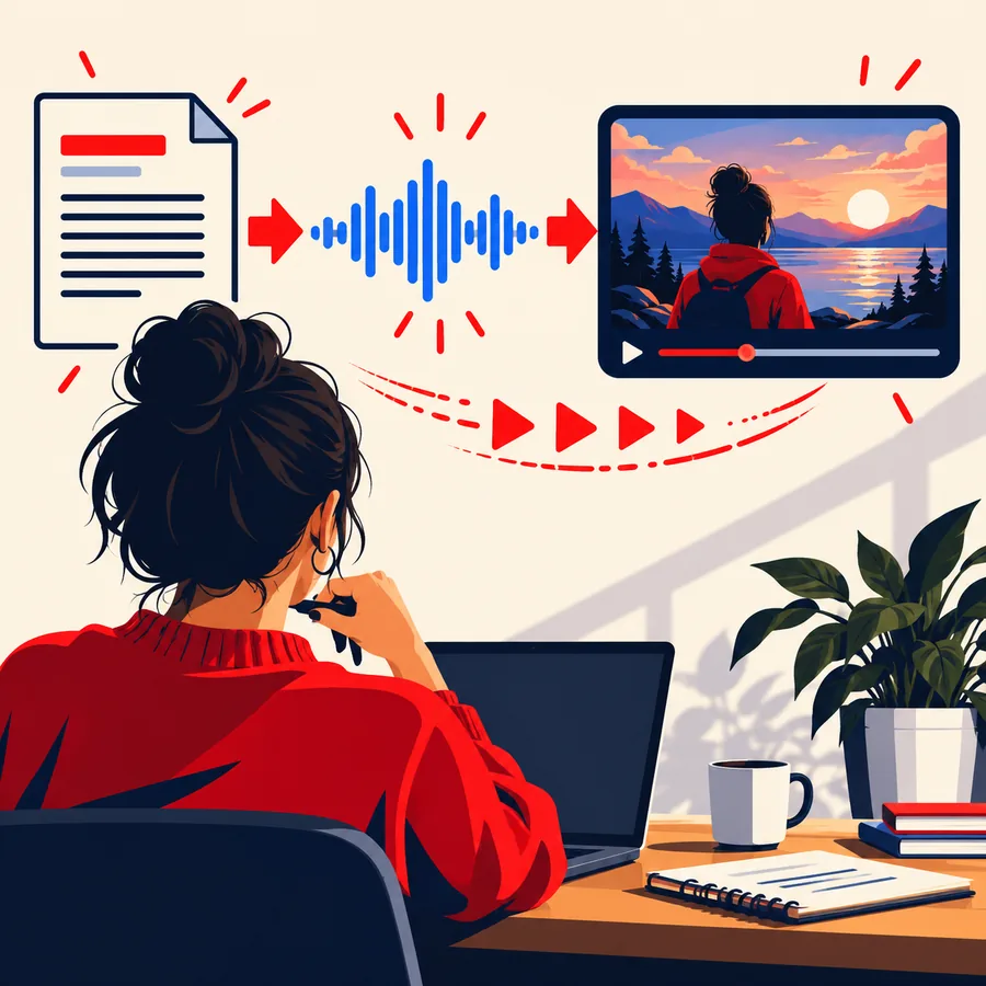 Illustration of preparing written material for narration