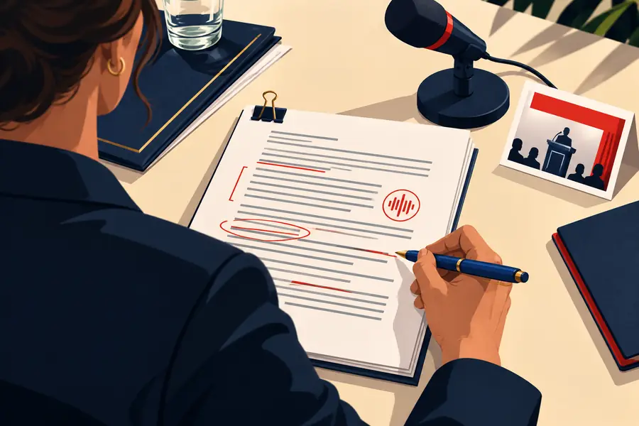 Ilustração de um comunicado preparado como material escrito original